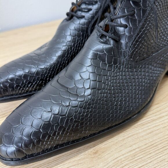 J.M. Weston Lace Up Python Snake Ankle Boots Men Size 42 Black Leather Luxury main image 11